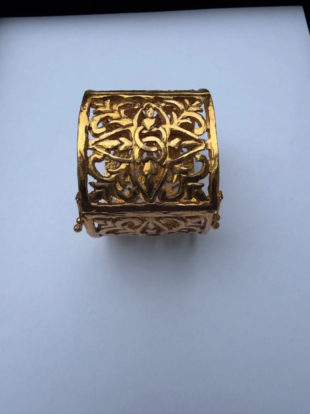 CHANEL Gold Filigree Hinged Cuff Bracelet - Picture 1 of 9
